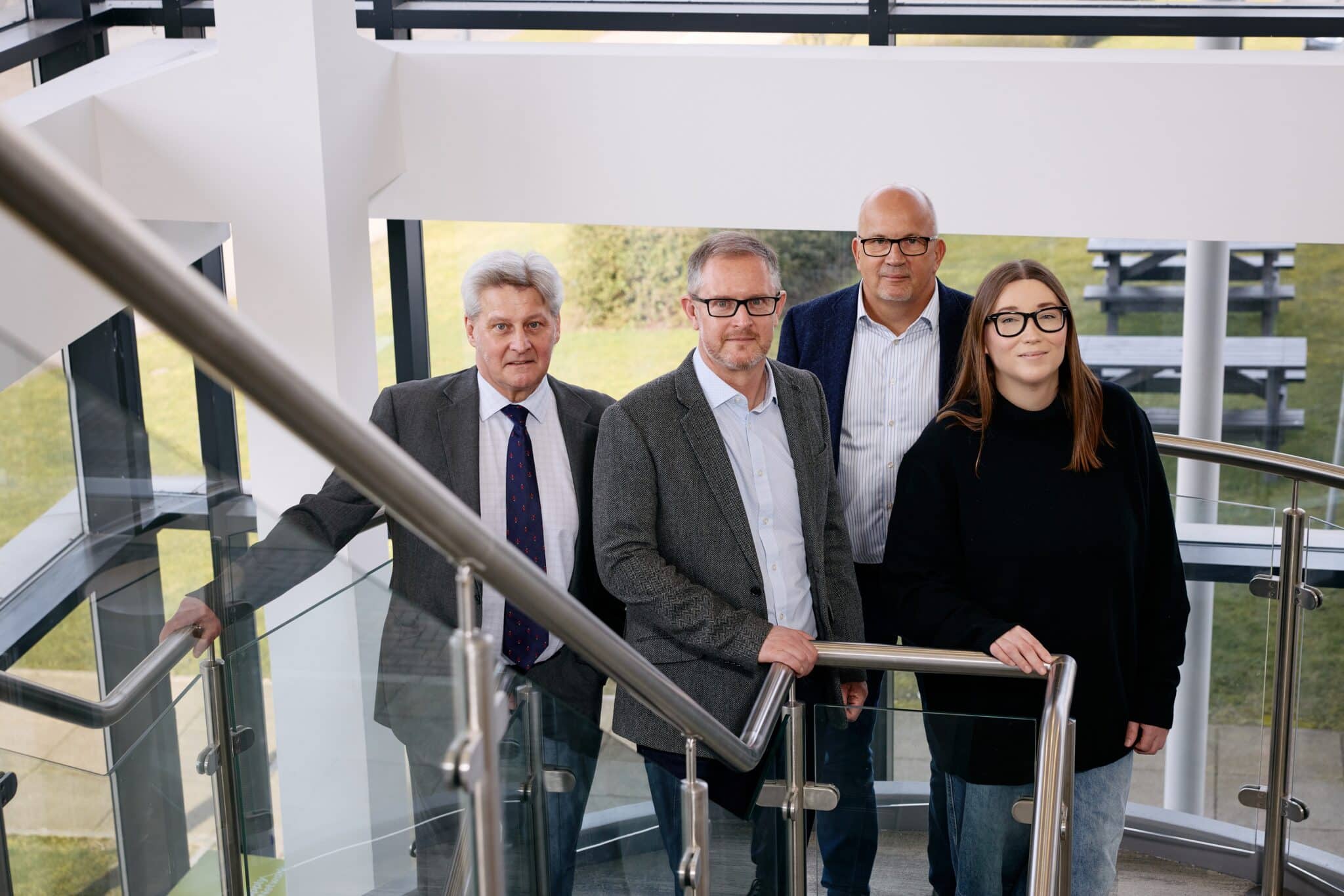 Pictured L-R Alex McWhirter, CEO Finance Yorkshire, Neil Weaver, Bombyx PLM, Ian Brown, Finance Yorkshire, Lucy Blackley, Bombyx PLM